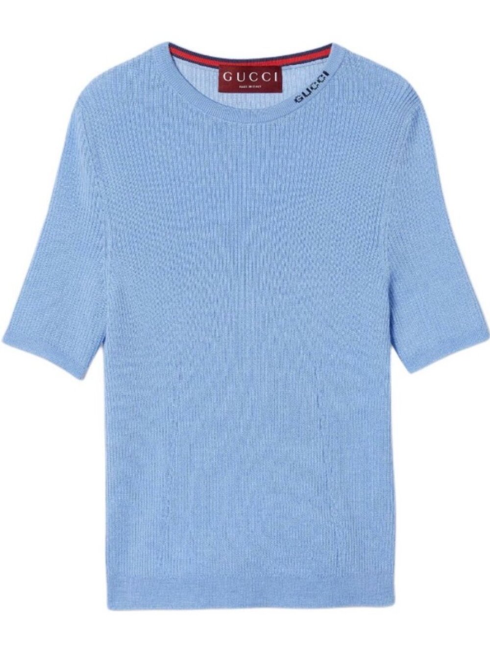 NWT Gucci Blue Wool & Silk Knit Short Sleeve Top Women Size S
